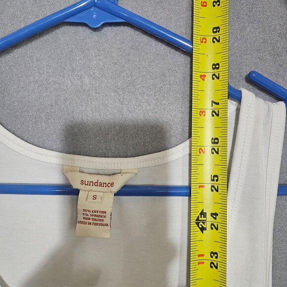 Sundance White Gentle Graces Ruched Sides Tunic Legnth Tank Top Small Casual - Picture 2 of 5